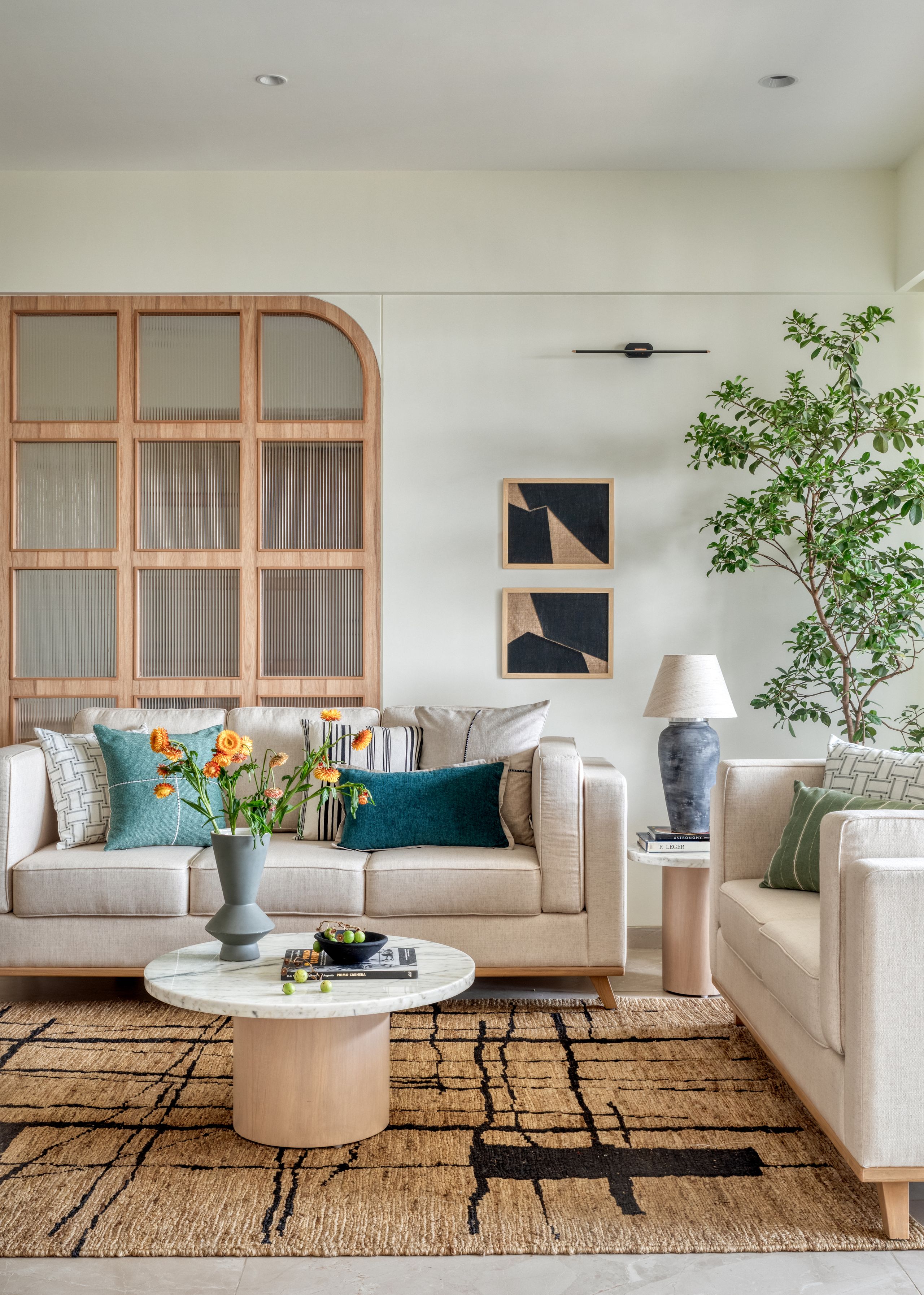 Calm oak-and-ivory Pune retreat with arched transitions, The House of In-Betweens